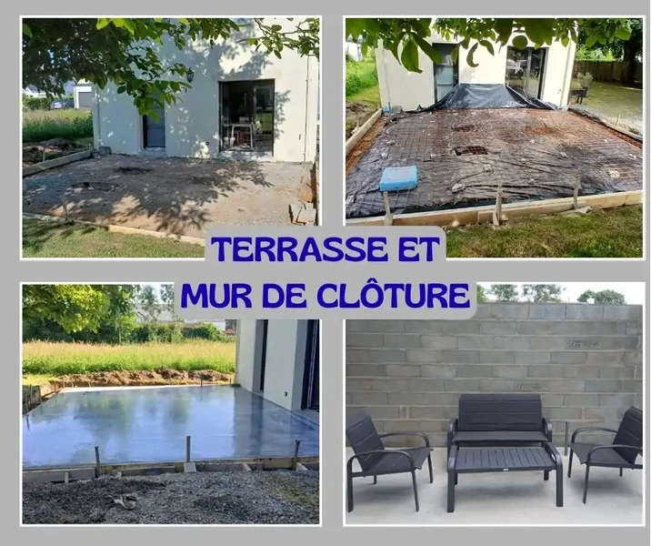 Terrasse et clôture Maçonnerie Bataille à Quilly Loire Atlantique