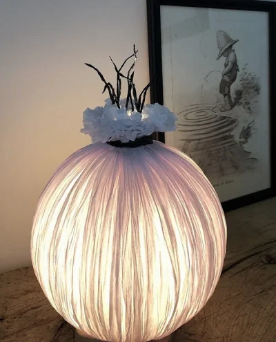 Lampe originale pâte de papier Lueur de soie blanche - Lueur de Syl
